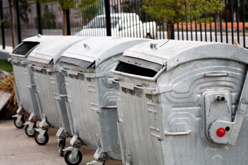 Recycling bins and sorted waste in a South West London neighborhood