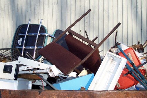 Recycling bins for different materials in South West London